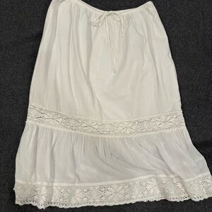 Melrose and Market 100% Cotton White Lace Midi Skirt Size L